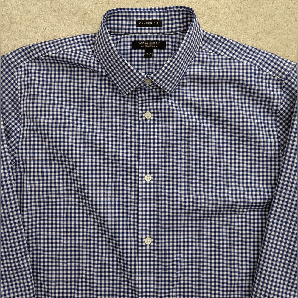 Banana Republic non-iron dress shirt large blue white - Picture 3 of 11
